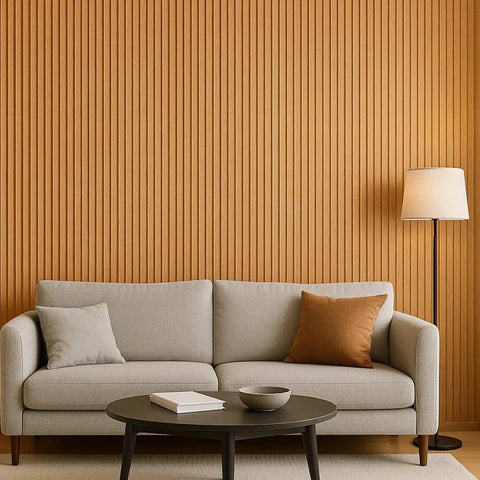 Light oak wave wall panel with interlocking WPC cladding and modern 3D wave design for decorative interior walls.

