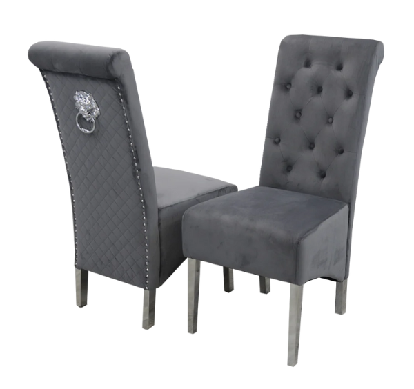 Emma Velvet Chrome Dining Chairs SOLID FURNITURE LTD