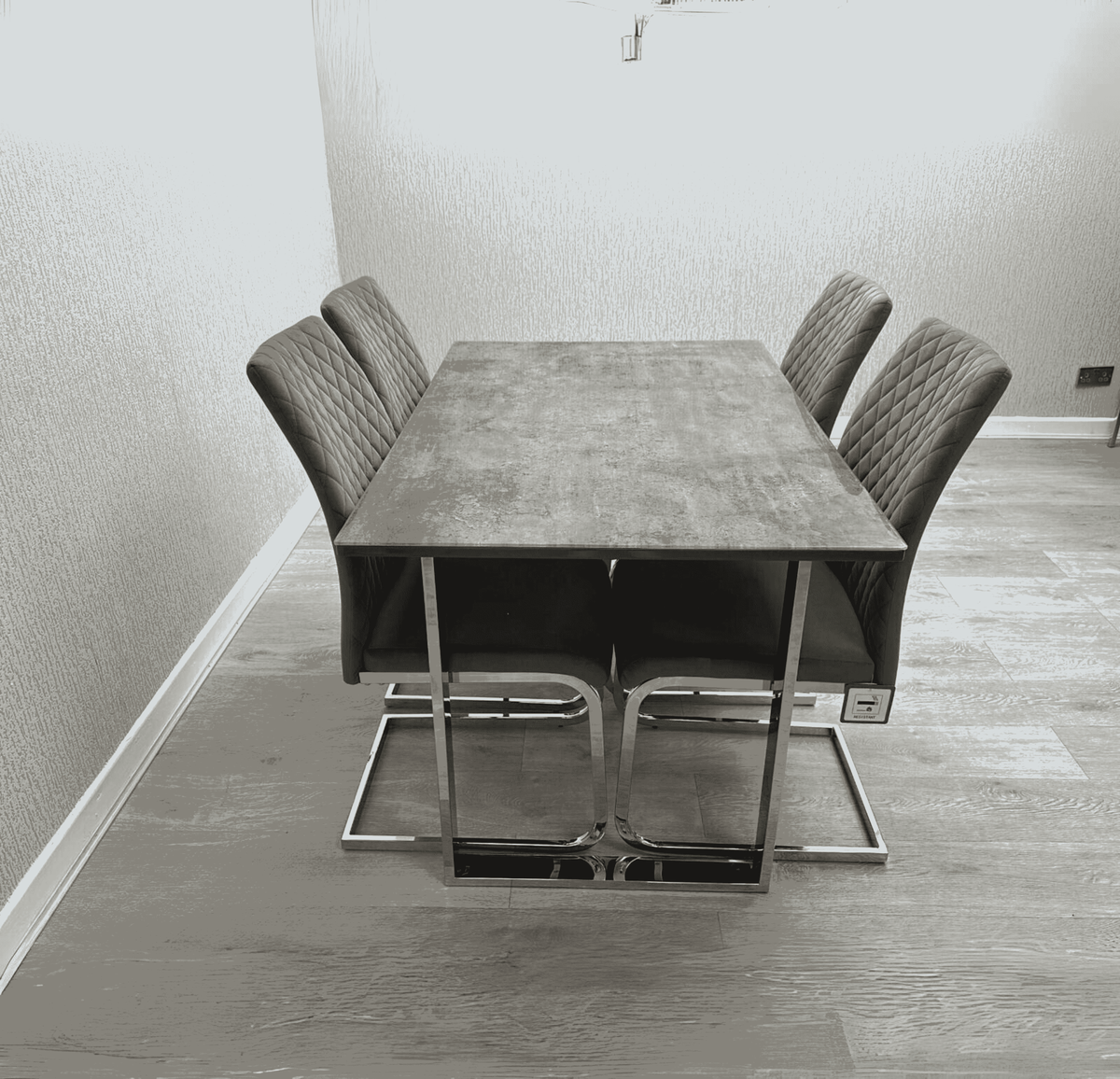 Tokyo Dining Set with 4 Grey Chairs