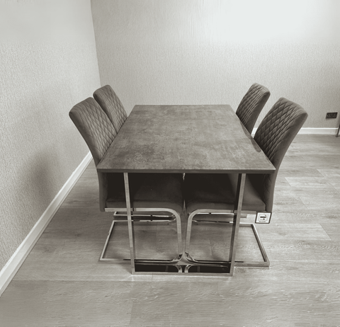 Tokyo Dining Set with 4 Grey Chairs SOLID FURNITURE LTD