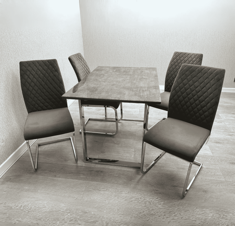 Tokyo Dining Set with 4 Grey Chairs SOLID FURNITURE LTD