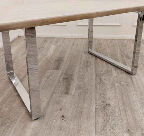 Freya Pine Wood Dining Table – Chrome Legs SOLID FURNITURE