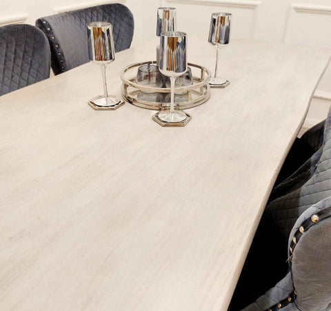 Freya Pine Wood Dining Table – Chrome Legs SOLID FURNITURE