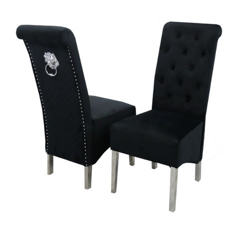 Emma Velvet Chrome Dining Chairs SOLID FURNITURE LTD