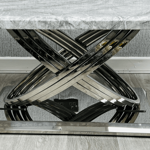 Elina Grey Marble Coffee Table With Chrome Frame Solid Furniture UK