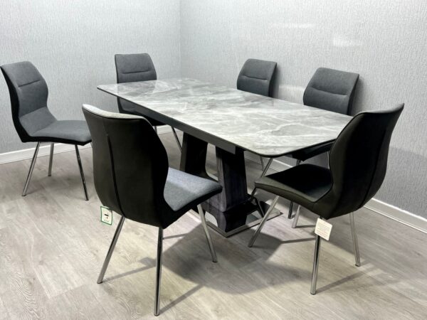 Ergonomically designed Zermatt chair with grey PU and fabric upholstery