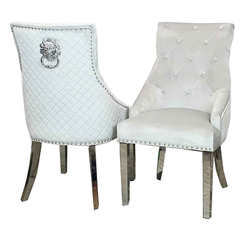 Bentley Chrome Light Grey Velvet Dining Chair SOLID FURNITURE