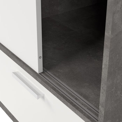Line White & Concrete Sliding Door Wardrobe - Exclusive Interior