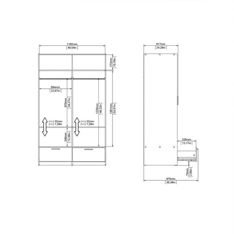 Line White & Concrete Sliding Door Wardrobe - Exclusive Interior