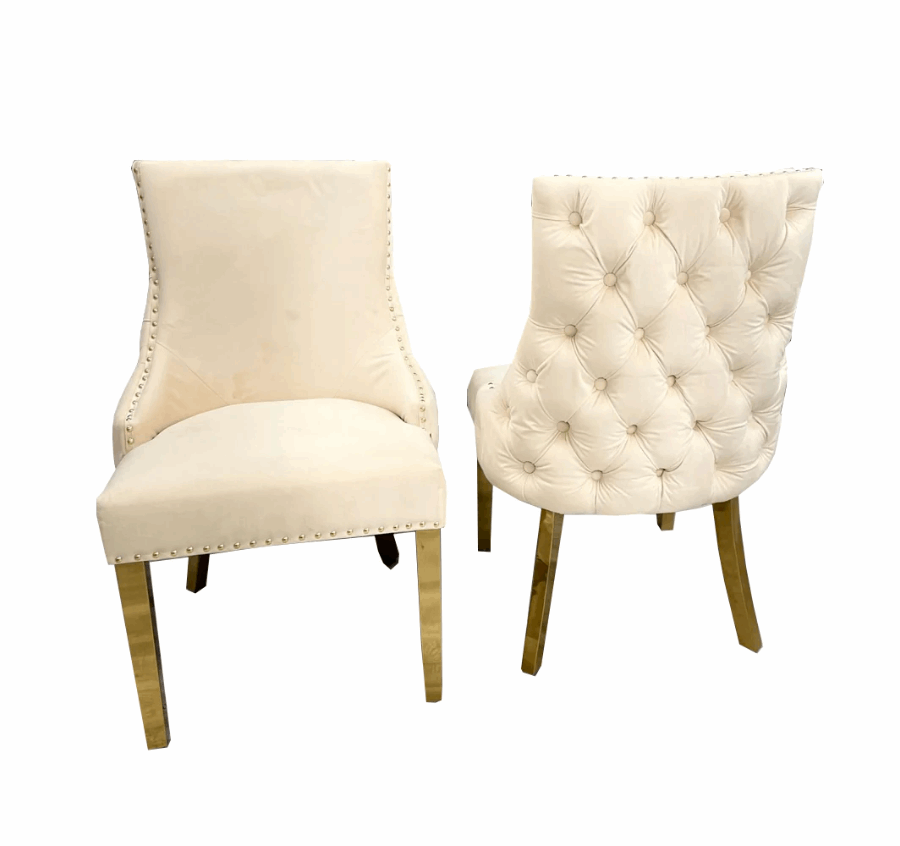 Louis Gold Black & Gold Marble Table  with Kensington Dining Chair