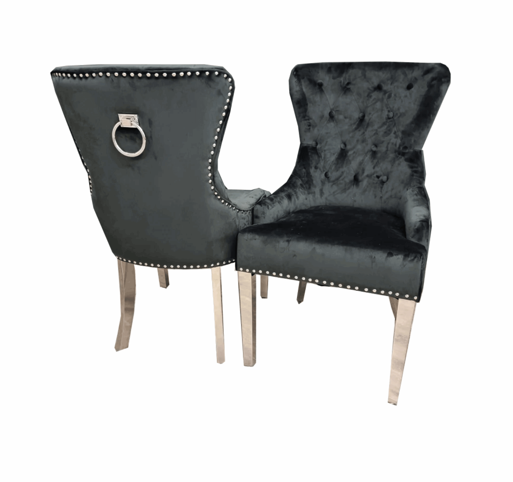 Megan Chrome Black Velvet Dining Chairs