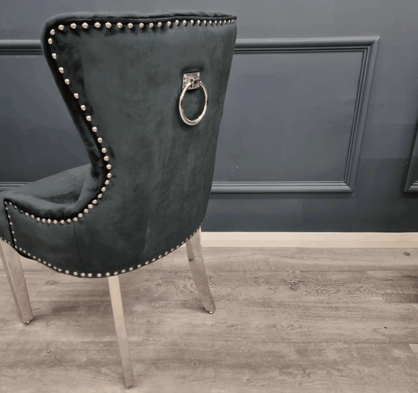 Megan Chrome Black Velvet Dining Chairs