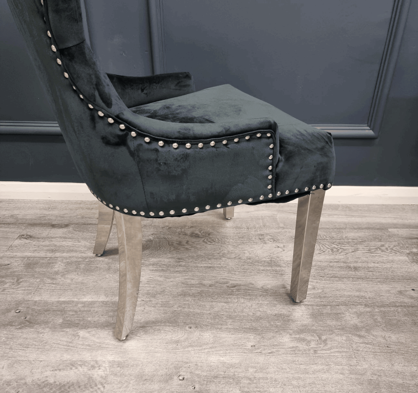 Megan Chrome Black Velvet Dining Chairs