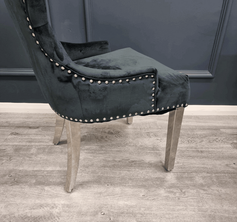Megan Chrome Black Velvet Dining Chairs