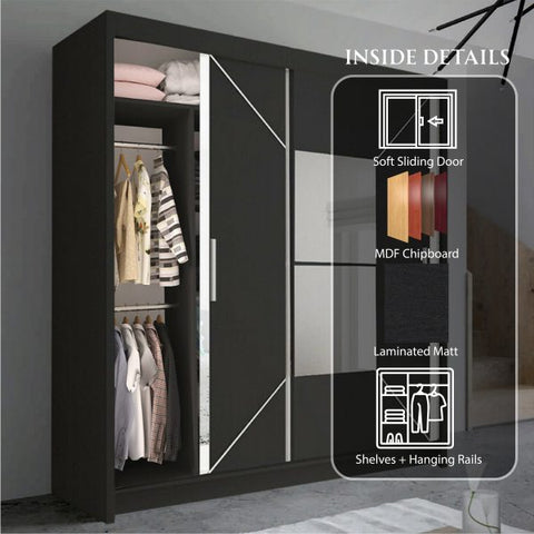 NICOLE BLACK WARDROBE SOLID FURNITURE LTD