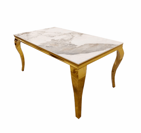 Pandora Marble Louis Gold with Bentley Gold Cream Chairs