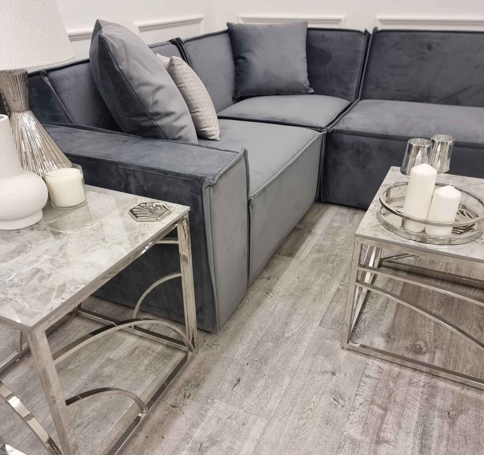 Midland Velvet 4 Seater Corner Couch SOLID FURNITURE