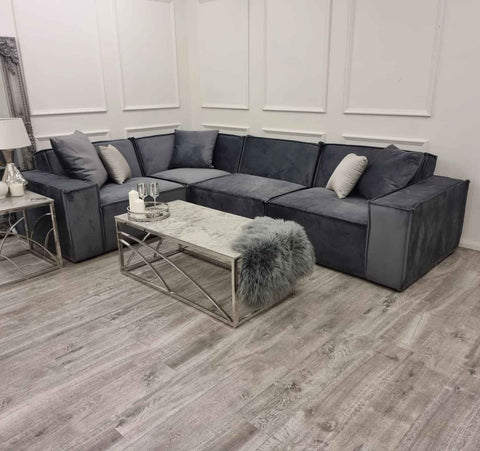 Midland Velvet 4 Seater Corner Couch SOLID FURNITURE