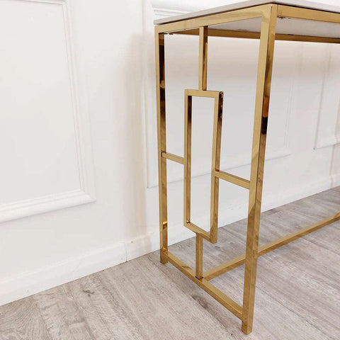 GOLD FRAME GEO GOLD CONSOLE TABLE SOLID FURNITURE UK