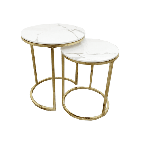 Cato Nest of 2 Gold Side Tables SOLID FURNITURE