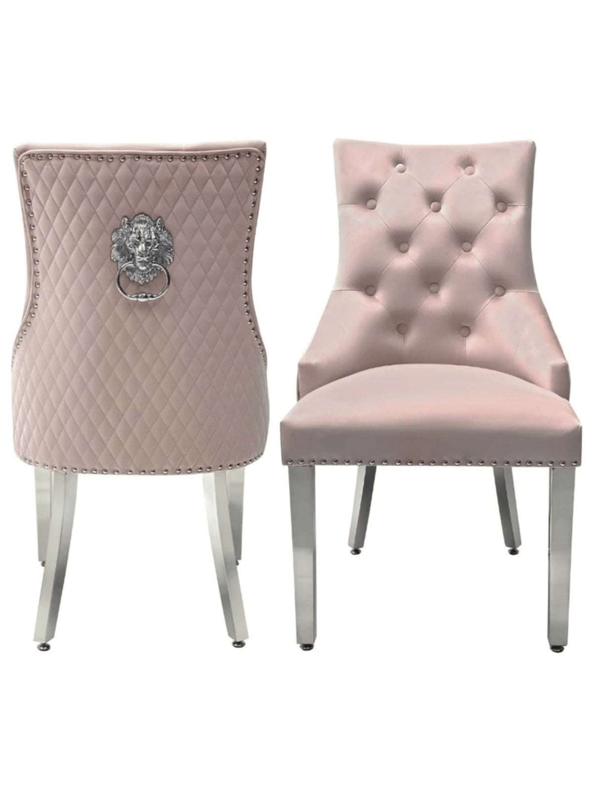 Pair of Bentley Pink Velvet Knocker Chairs