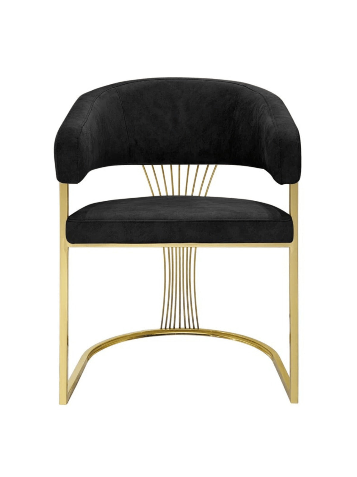 Prado Black Velvet Gold Metal Frame Chair SOLID FURNITURE LTD