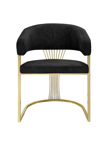 Prado Black Velvet Gold Metal Frame Chair SOLID FURNITURE LTD