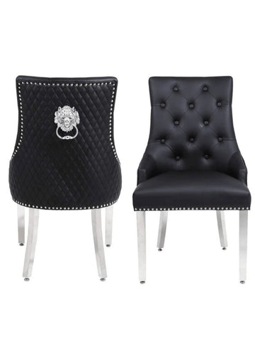 Pair of Bentley Black Leather Knocker Chairs SOLID FURNITURE LTD