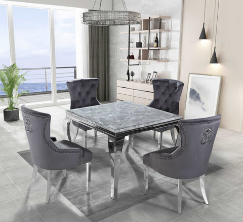 Louis Chrome Marble Dining Table Only