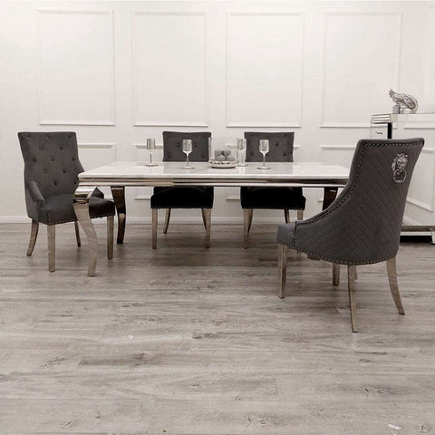 Louis Chrome Marble Dining Table Only