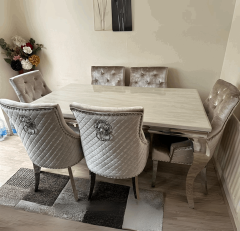 Louis Chrome Marble Dining Table Only