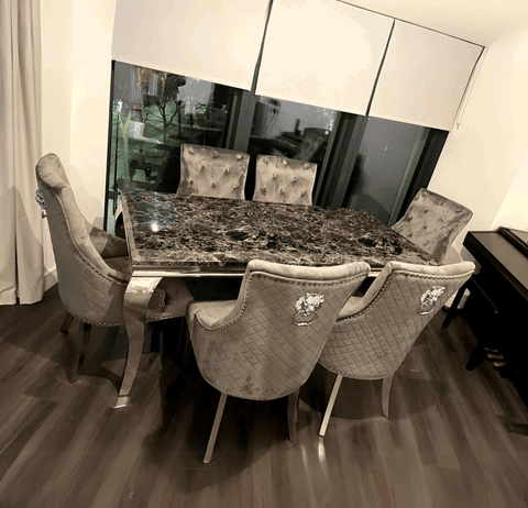 Louis Chrome Marble Dining Table Only