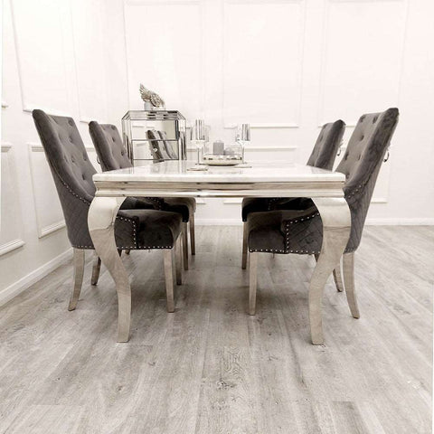 Louis Chrome Marble Dining Table Only