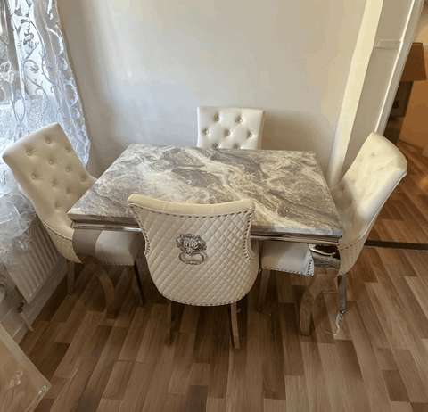 Louis Chrome Marble Dining Table Only