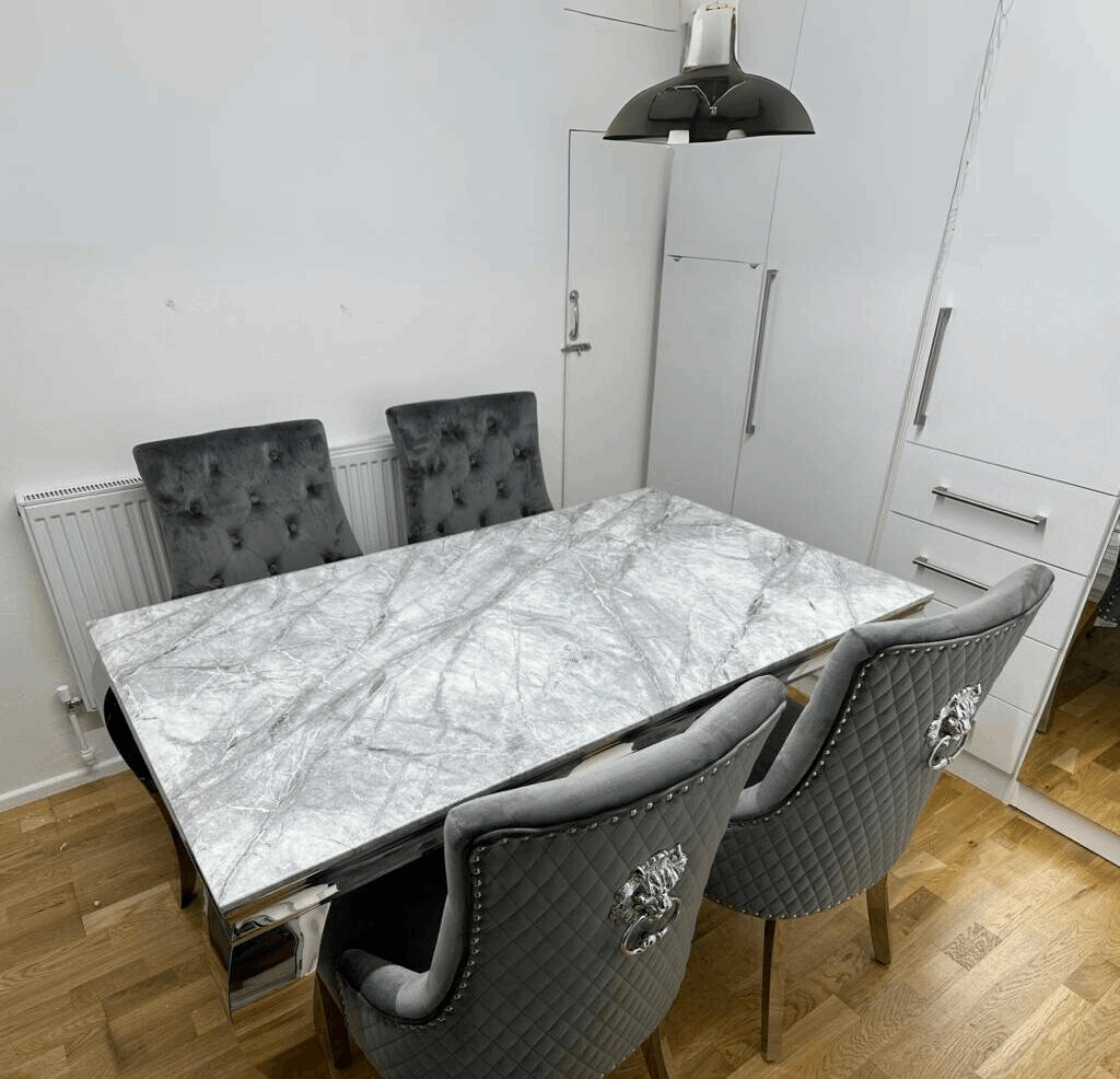 Louis Chrome Marble Dining Table Only