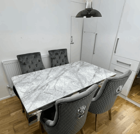 Louis Chrome Marble Dining Table Only