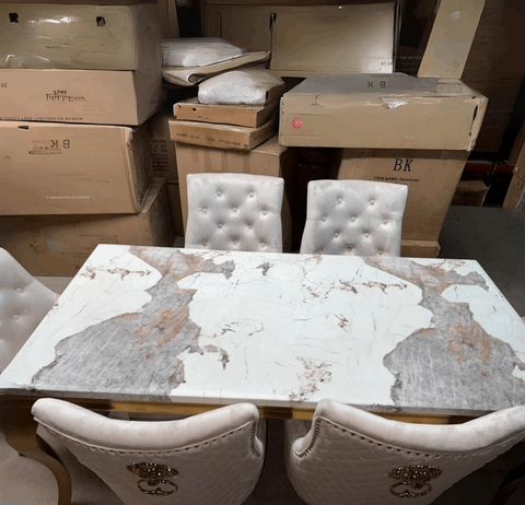 Louis Chrome Marble Dining Table Only