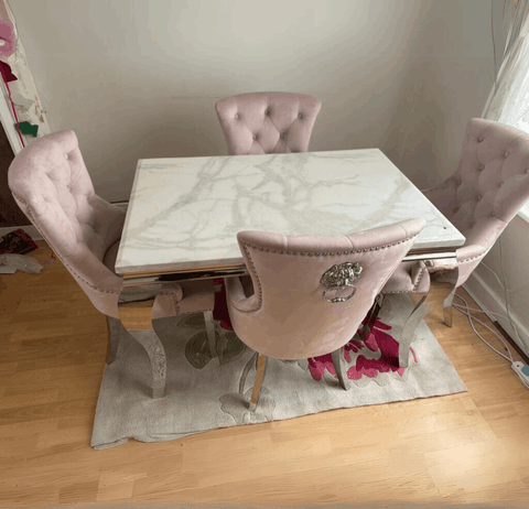 Louis Chrome Marble Dining Table Only