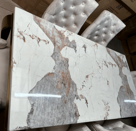 Louis Chrome Marble Dining Table Only