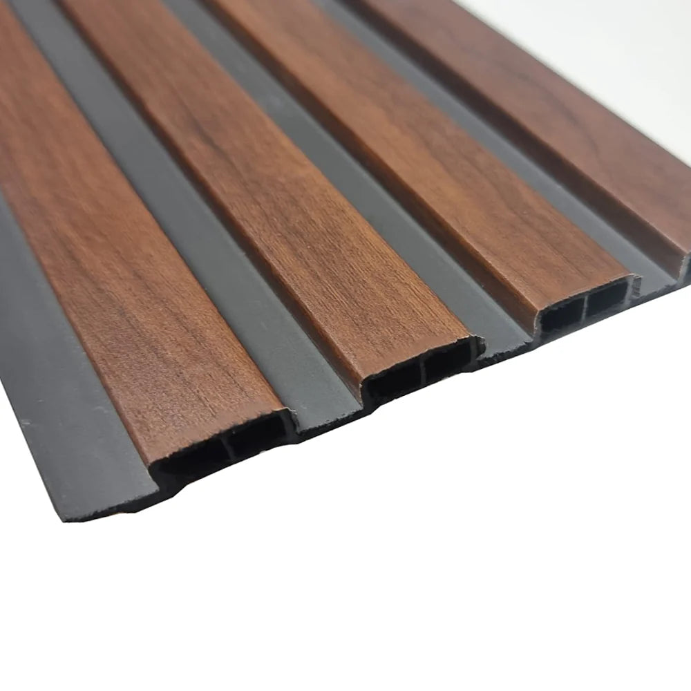 Modern slatted wood effect wall cladding Prime Furnishing UK