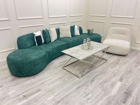 Solid Furniture LTD UK Fabric Miami Curved Cinema Boucle Sofa