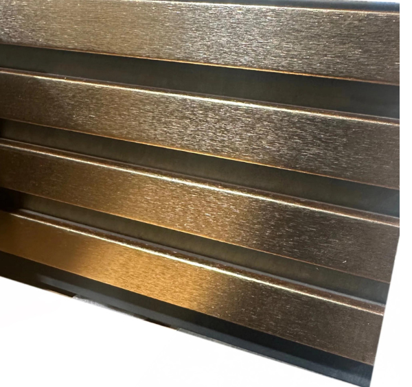 Wood Effect Slatted Veneer Gold / Black Wall Panels SOLID FURNITURE LTD