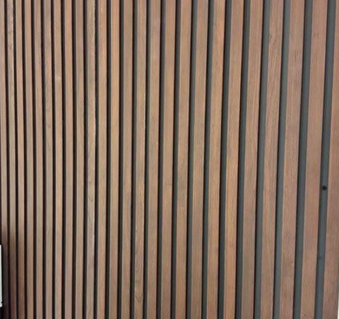 Wood Effect Slatted Veneer Dark Oak Wall Panels – Modern Decorative Wall Cladding