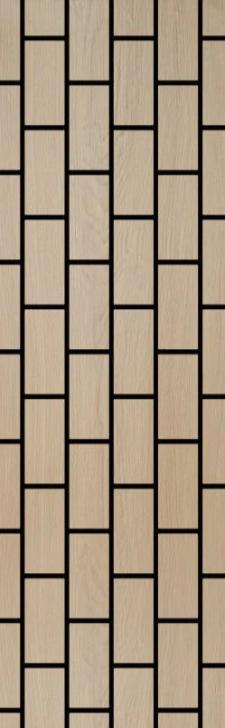 Oak acoustic feature wall panel with brick texture

