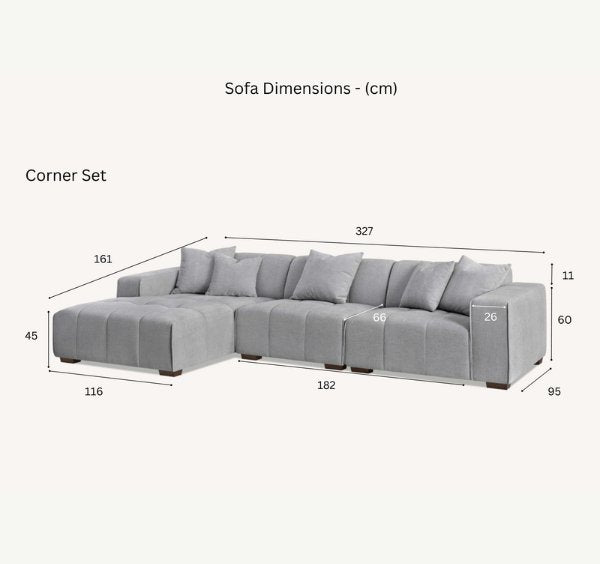 Aluxo Leonard Left Hand Corner Group in Cloudy Grey Boucle - SOLID FURNITURE LTD