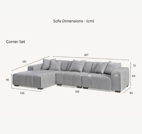 Aluxo Leonard Left Hand Corner Group in Cloudy Grey Boucle - SOLID FURNITURE LTD