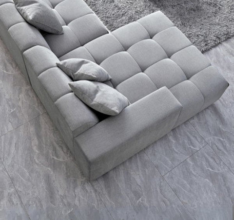 Aluxo Leonard Left Hand Corner Group in Cloudy Grey Boucle - SOLID FURNITURE LTD