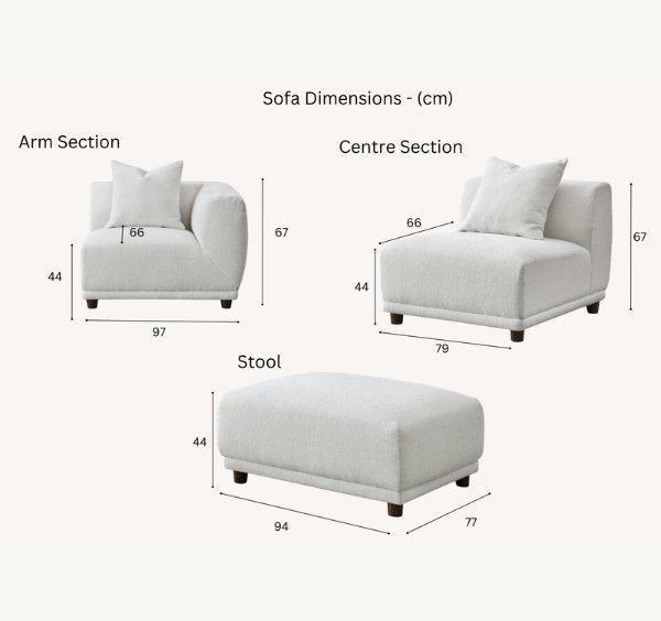 Aluxo Lottie Modular Corner Group in Polar Boucle - SOLID FURNITURE LTD