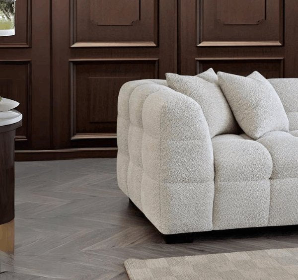 Aluxo Tribeca Corner Group in Oatmeal Boucle Fabric - SOLID FURNITURE LTD