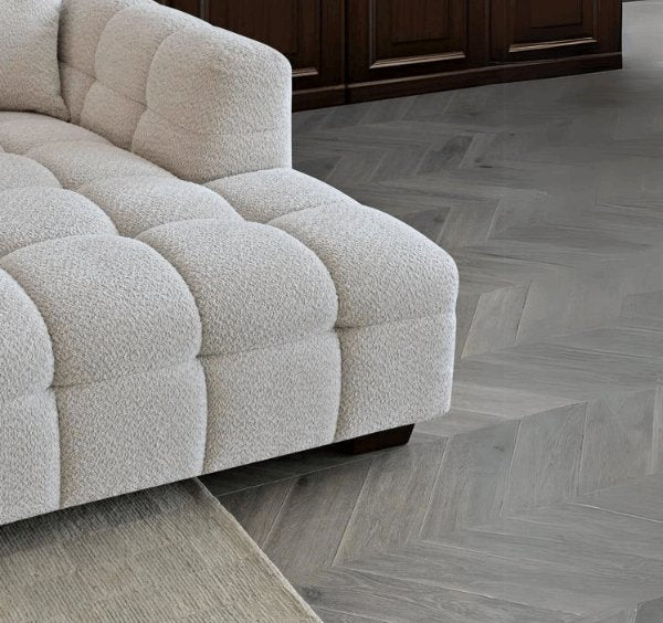 Aluxo Tribeca Corner Group in Oatmeal Boucle Fabric - SOLID FURNITURE LTD